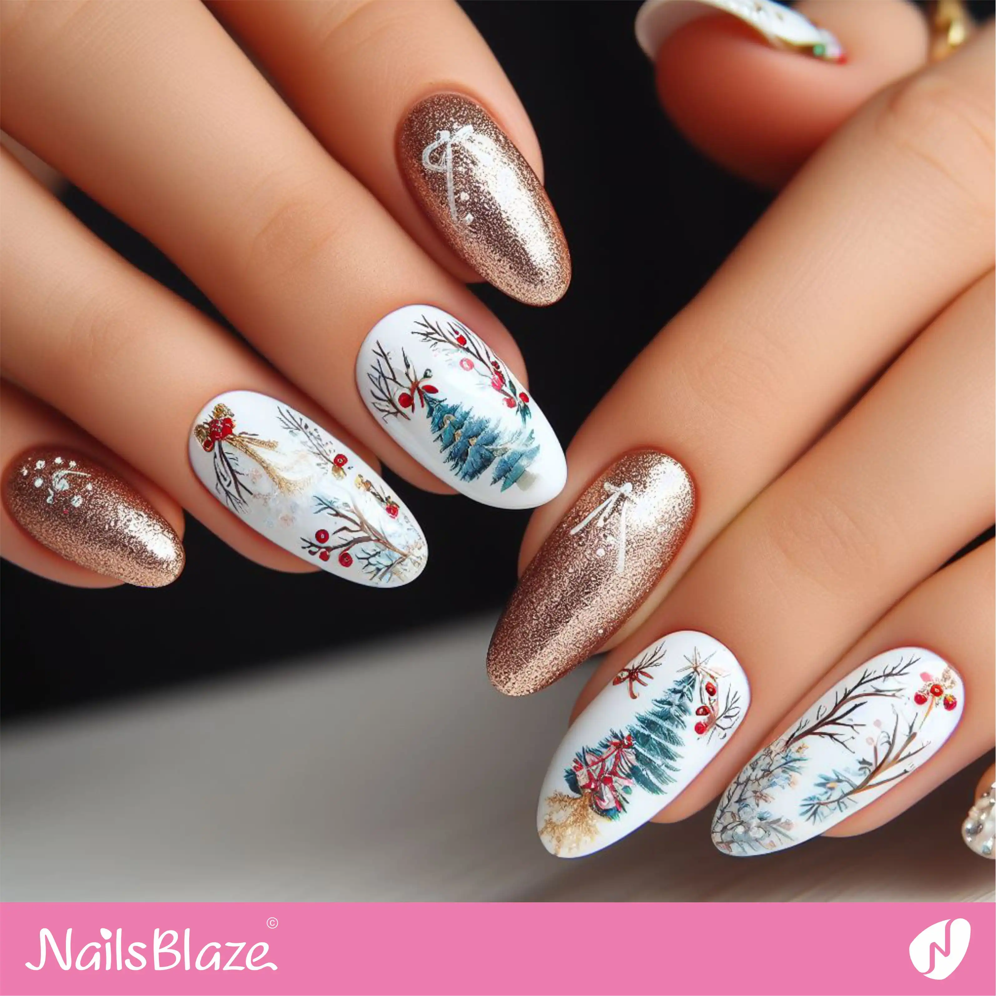 Christmas Tree Nail Design | Christmas | Winter - AL1001